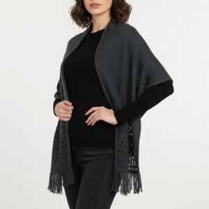 Hollister Elegant Charcoal Fringe Cardigan Sweater